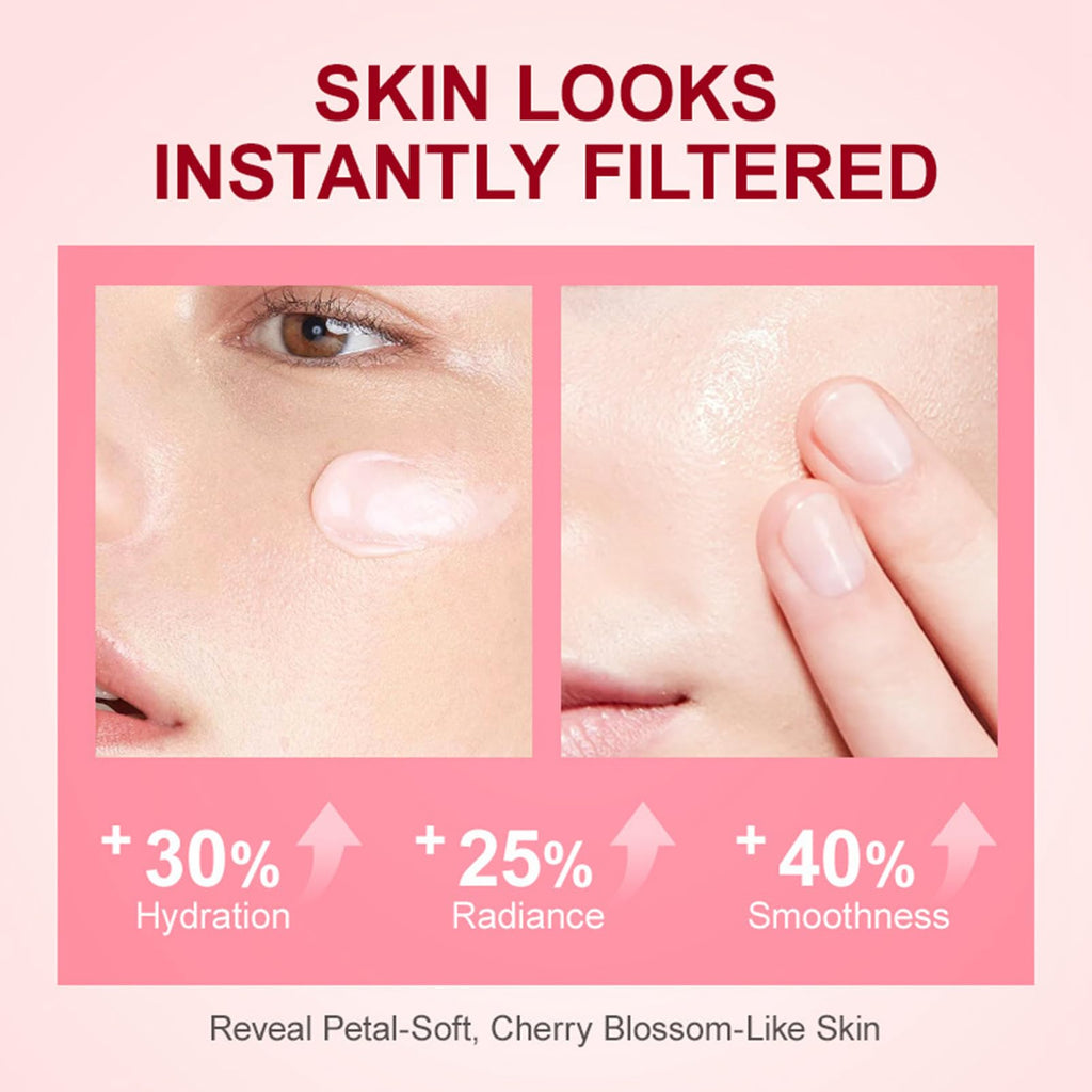 Skin Care Set Sakura Women Beauty Gift Sets Korean Skin Care Kit- Cleanser,Serum,Face Cream,Toner,Eye Cream,Mud Mask-Skin Care Routine Kit (One Size, Cherry Blossom-StyleA-Bae Moisturizing)