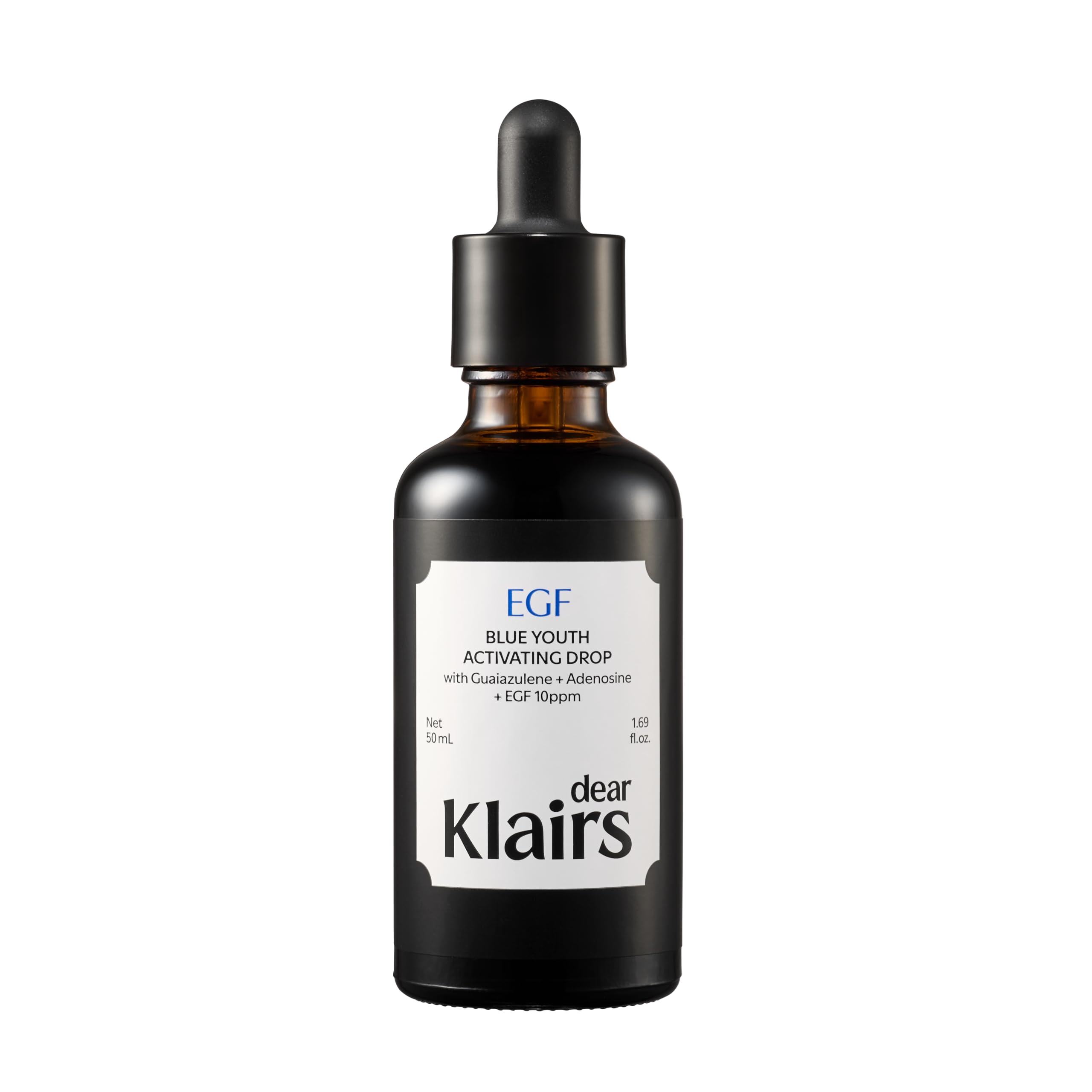 Dear Klairs Korean EGF Serum – Blue Youth Activating Drop with EGF Peptides and Guaiazulene, Repairing Serum for Redness and Blemish-prone Skin, Visibly Fades Post-Blemish Marks, 1.69 Fl Oz