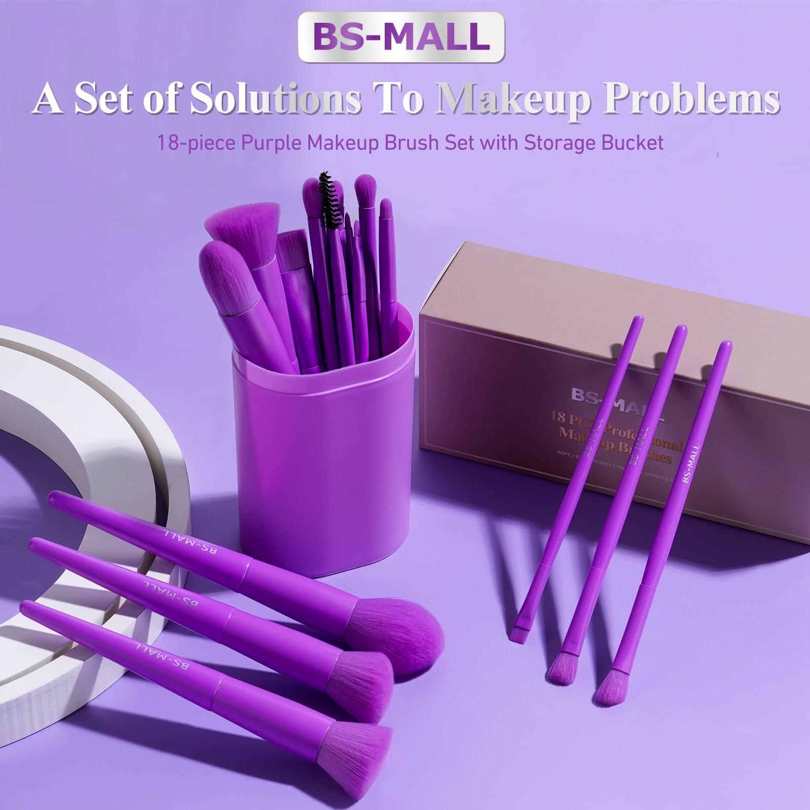BS-MALL Makeup Brush Set 18 Pcs Premium Synthetic Foundation Powder Concealers Eye shadows Blush Makeup Brushes with black case