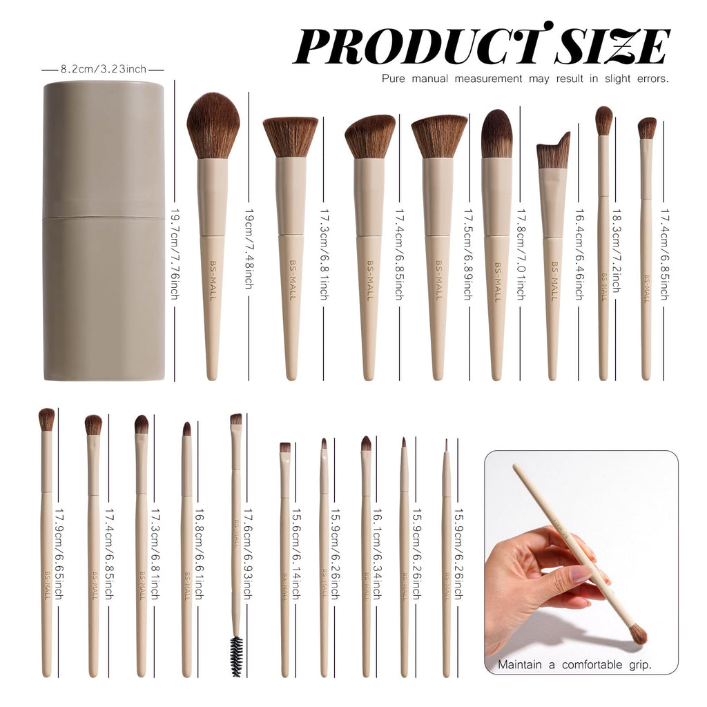 BS-MALL Makeup Brush Set 18 Pcs Premium Synthetic Foundation Powder Concealers Eye shadows Blush Makeup Brushes with black case
