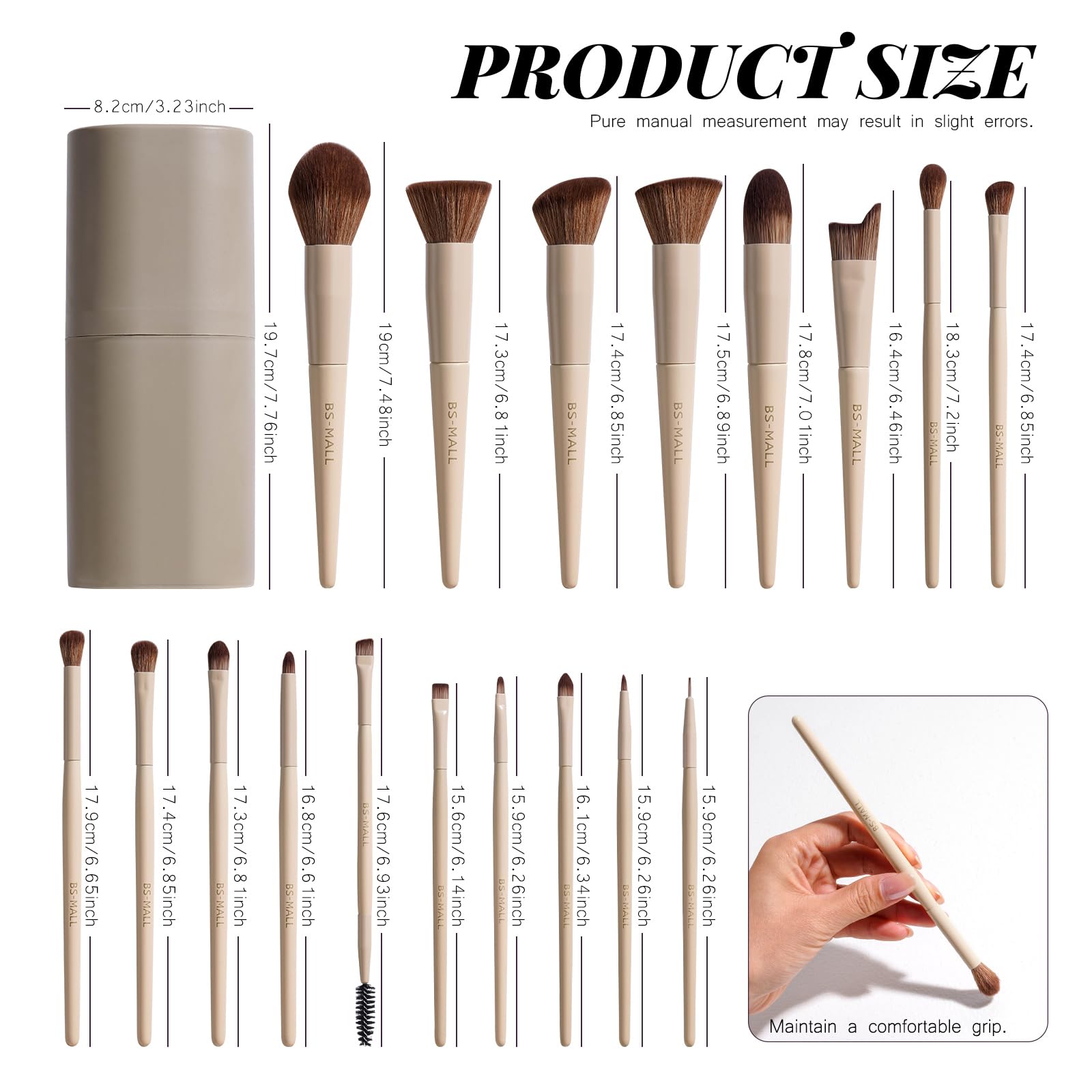 BS-MALL Makeup Brush Set 18 Pcs Premium Synthetic Foundation Powder Concealers Eye shadows Blush Makeup Brushes with black case