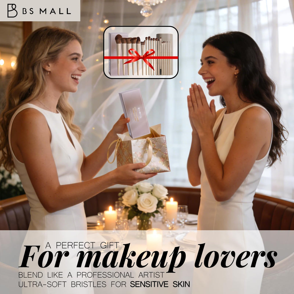 BS-MALL Makeup Brush Set 18 Pcs Premium Synthetic Foundation Powder Concealers Eye shadows Blush Makeup Brushes with black case