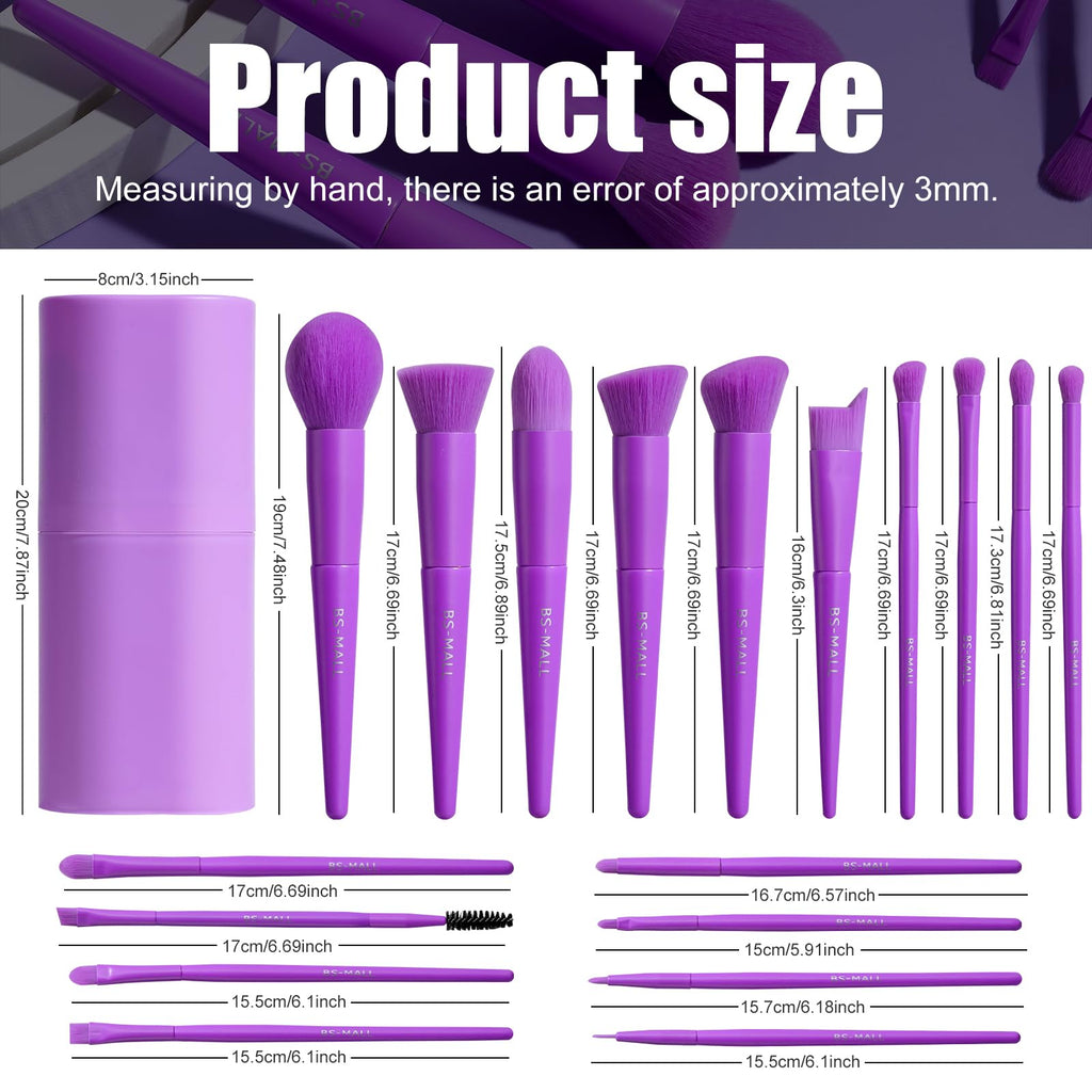 BS-MALL Makeup Brush Set 18 Pcs Premium Synthetic Foundation Powder Concealers Eye shadows Blush Makeup Brushes with black case