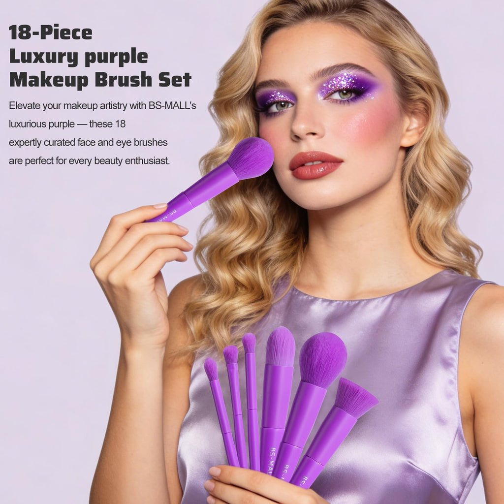 BS-MALL Makeup Brush Set 18 Pcs Premium Synthetic Foundation Powder Concealers Eye shadows Blush Makeup Brushes with black case