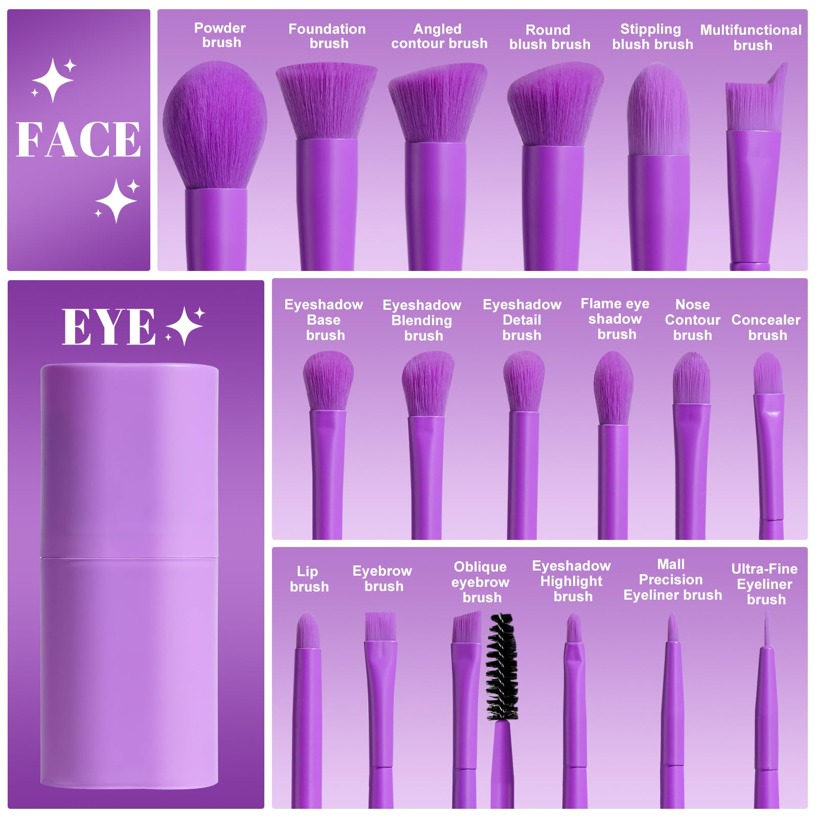 BS-MALL Makeup Brush Set 18 Pcs Premium Synthetic Foundation Powder Concealers Eye shadows Blush Makeup Brushes with black case