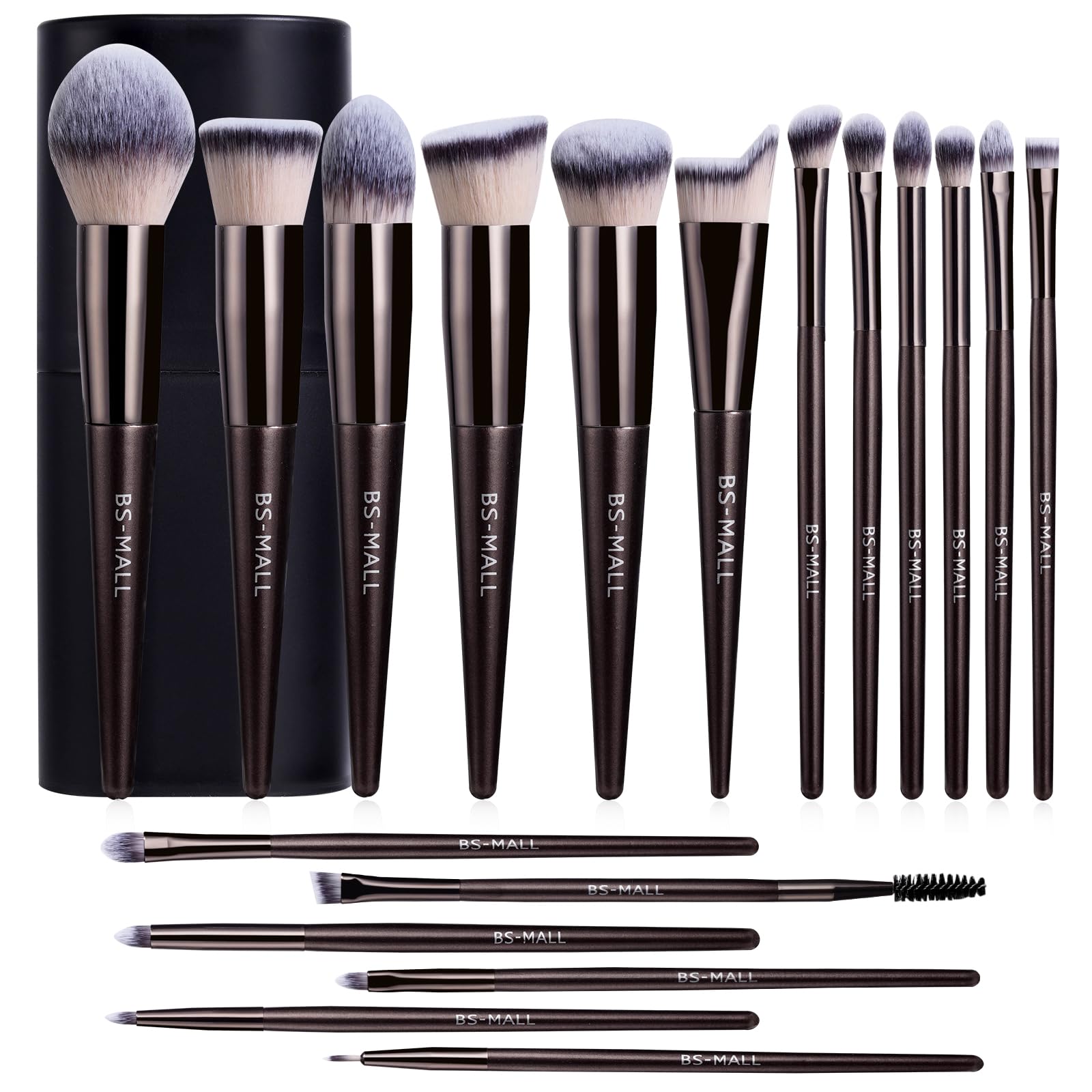 BS-MALL Makeup Brush Set 18 Pcs Premium Synthetic Foundation Powder Concealers Eye shadows Blush Makeup Brushes with black case