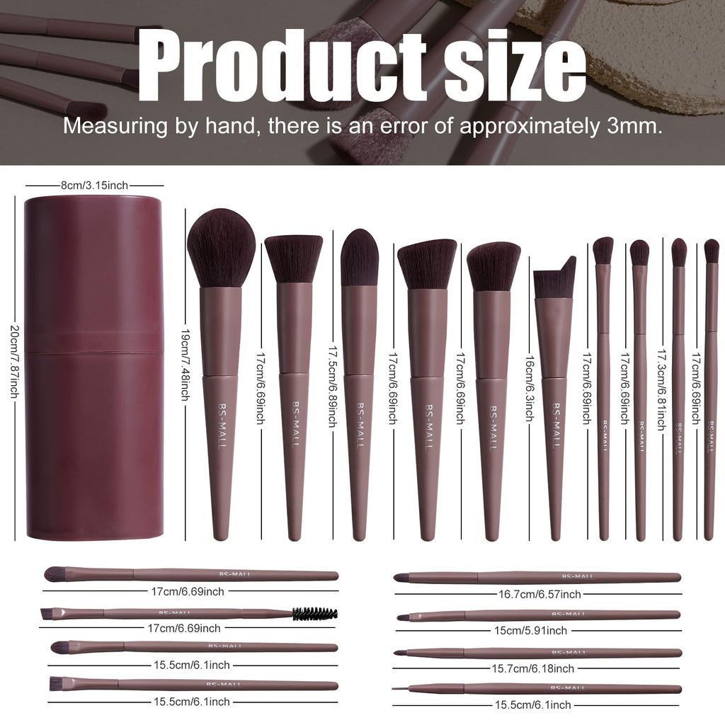 BS-MALL Makeup Brush Set 18 Pcs Premium Synthetic Foundation Powder Concealers Eye shadows Blush Makeup Brushes with black case