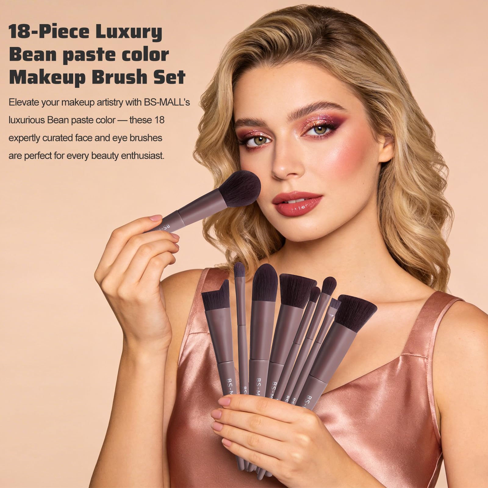 BS-MALL Makeup Brush Set 18 Pcs Premium Synthetic Foundation Powder Concealers Eye shadows Blush Makeup Brushes with black case