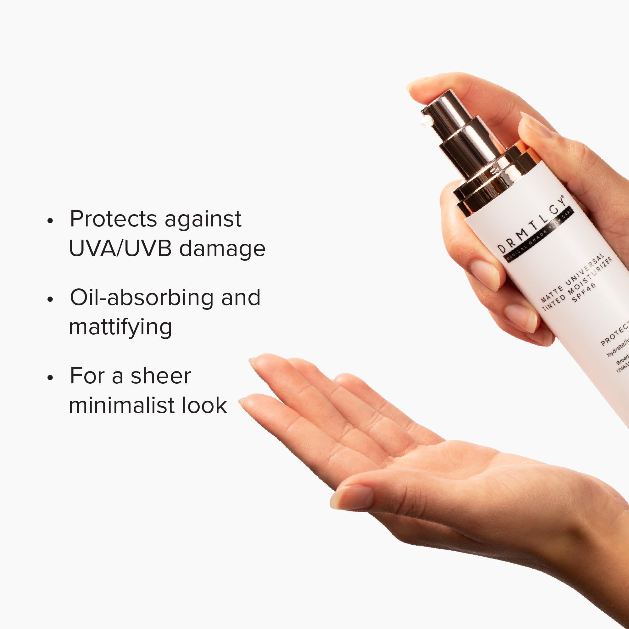 DRMTLGY Universal Tinted Moisturizer SPF 46 – Hydrating Dewy Tinted Sunscreen for Face with Zinc Oxide & Octinoxate – Niacinamide & Hyaluronic Acid – Broad Spectrum Lightweight Daily SPF, 1.7 oz