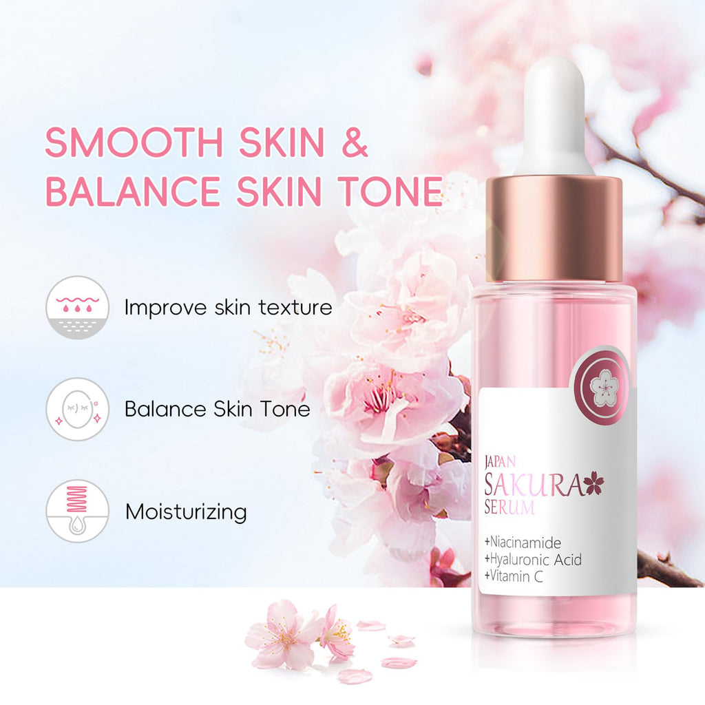 Skin Care Set Sakura Women Beauty Gift Sets Korean Skin Care Kit- Cleanser,Serum,Face Cream,Toner,Eye Cream,Mud Mask-Skin Care Routine Kit (One Size, Cherry Blossom-StyleA-Bae Moisturizing)
