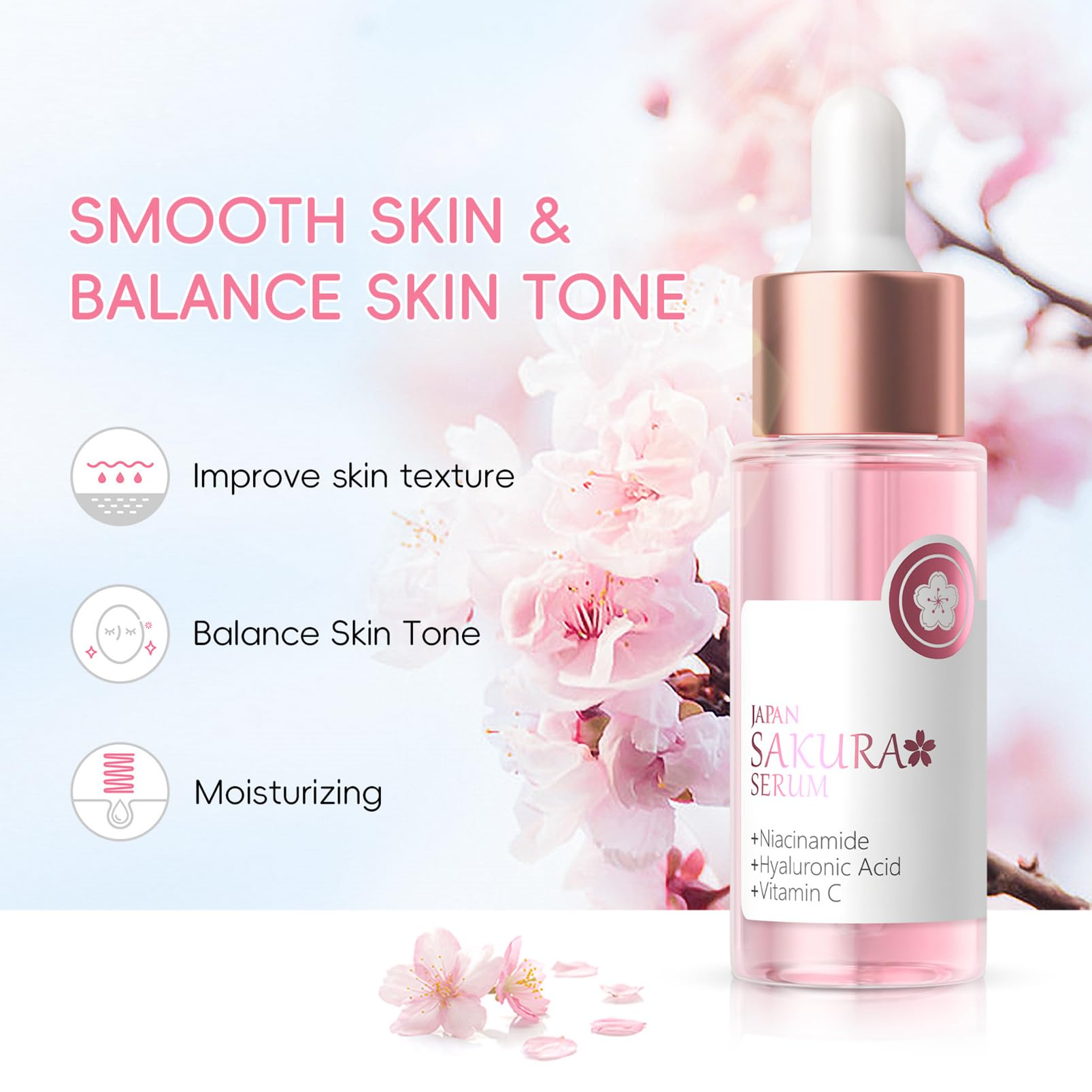 Skin Care Set Sakura Women Beauty Gift Sets Korean Skin Care Kit- Cleanser,Serum,Face Cream,Toner,Eye Cream,Mud Mask-Skin Care Routine Kit (One Size, Cherry Blossom-StyleA-Bae Moisturizing)
