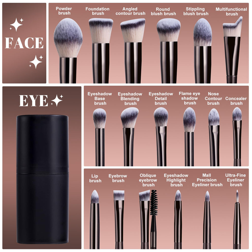BS-MALL Makeup Brush Set 18 Pcs Premium Synthetic Foundation Powder Concealers Eye shadows Blush Makeup Brushes with black case