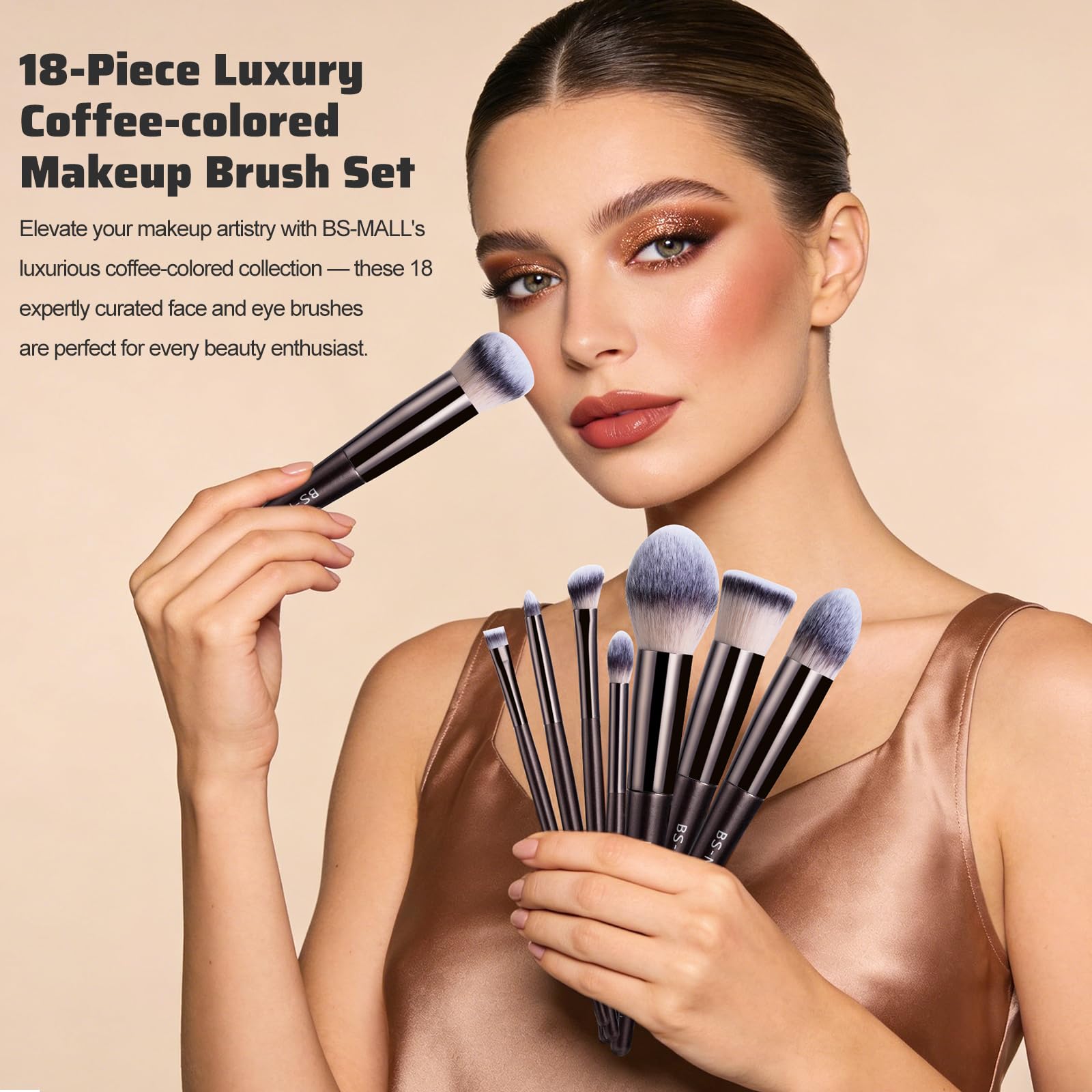 BS-MALL Makeup Brush Set 18 Pcs Premium Synthetic Foundation Powder Concealers Eye shadows Blush Makeup Brushes with black case