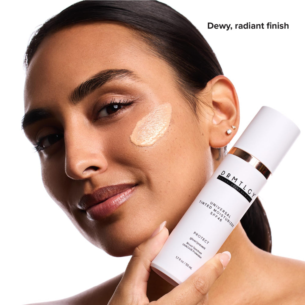 DRMTLGY Universal Tinted Moisturizer SPF 46 – Hydrating Dewy Tinted Sunscreen for Face with Zinc Oxide & Octinoxate – Niacinamide & Hyaluronic Acid – Broad Spectrum Lightweight Daily SPF, 1.7 oz