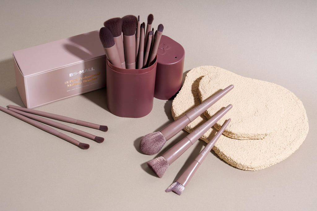 BS-MALL Makeup Brush Set 18 Pcs Premium Synthetic Foundation Powder Concealers Eye shadows Blush Makeup Brushes with black case