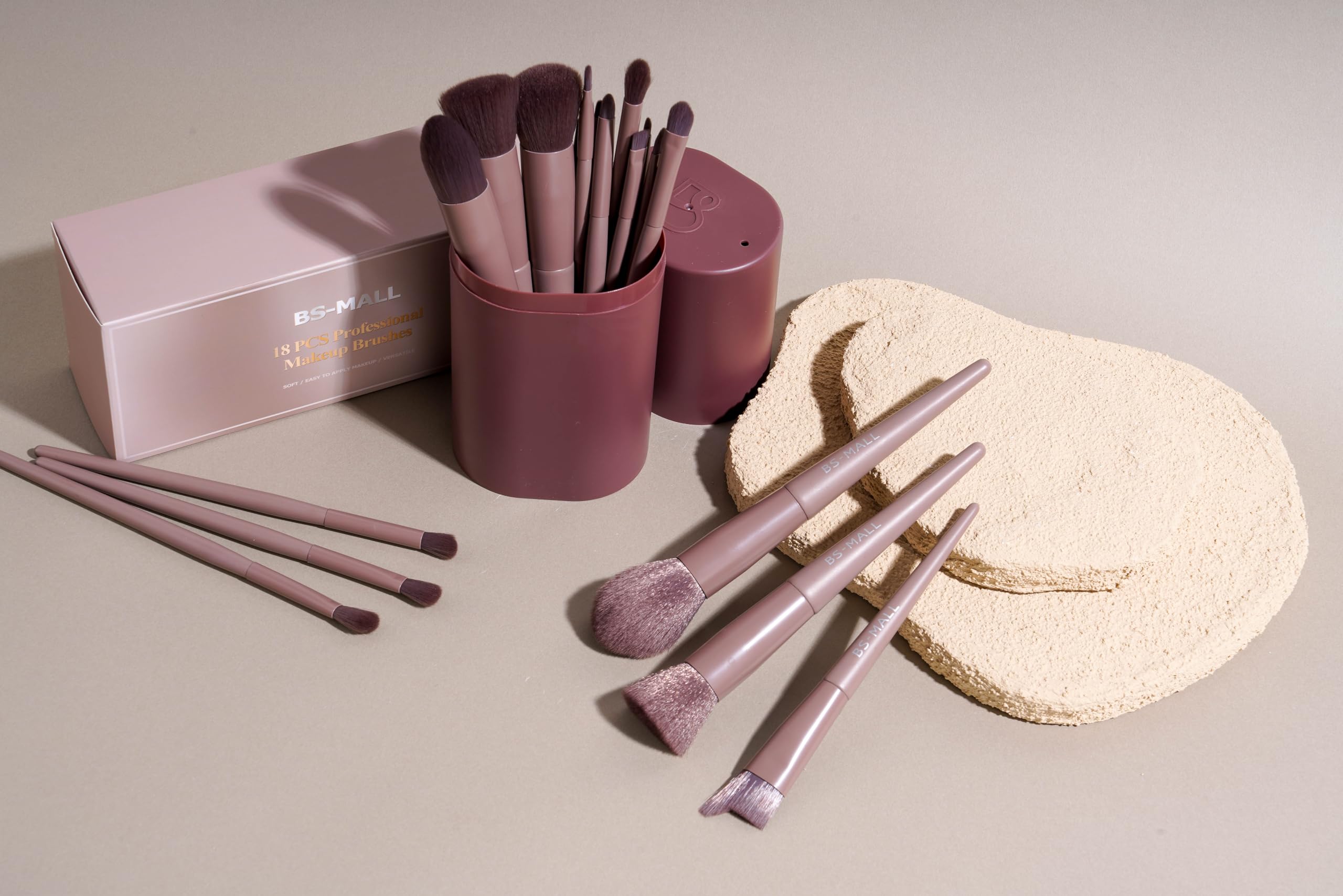 BS-MALL Makeup Brush Set 18 Pcs Premium Synthetic Foundation Powder Concealers Eye shadows Blush Makeup Brushes with black case