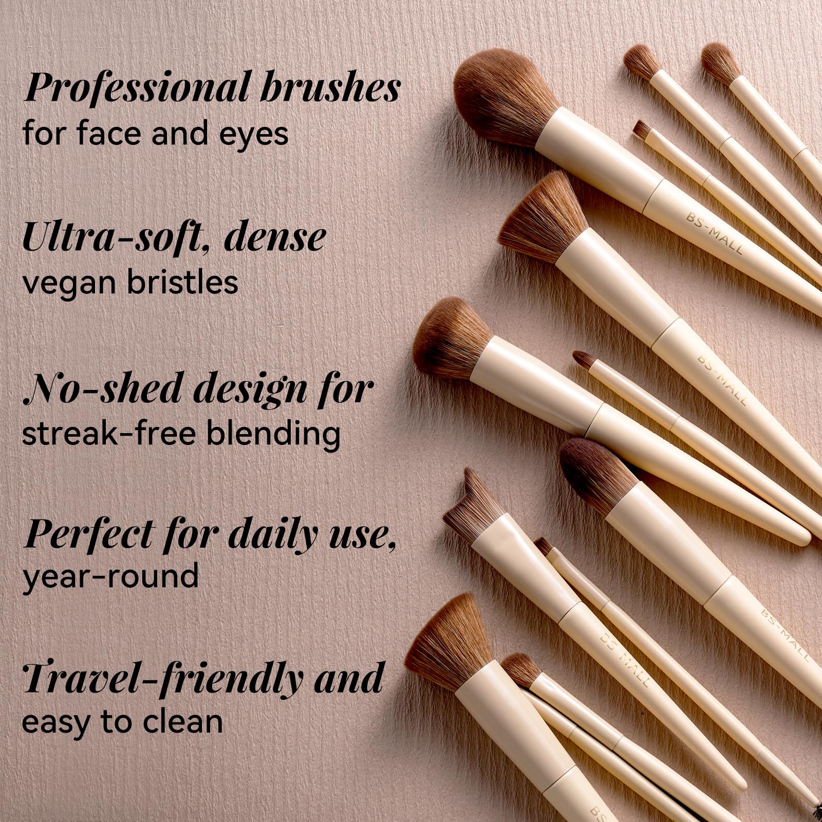 BS-MALL Makeup Brush Set 18 Pcs Premium Synthetic Foundation Powder Concealers Eye shadows Blush Makeup Brushes with black case