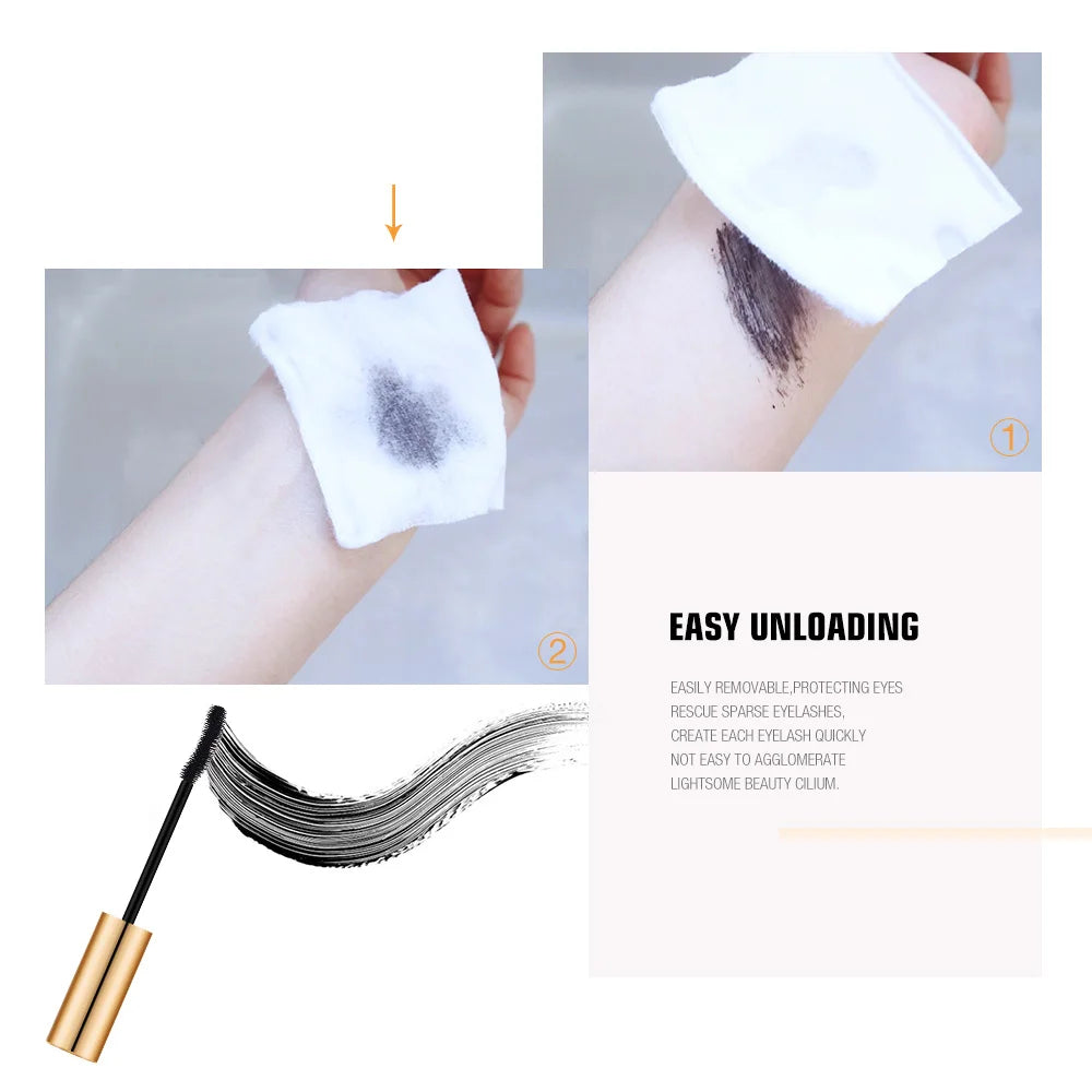 O.TWO.O 3D Mascara being removed from skin with a cotton pad
