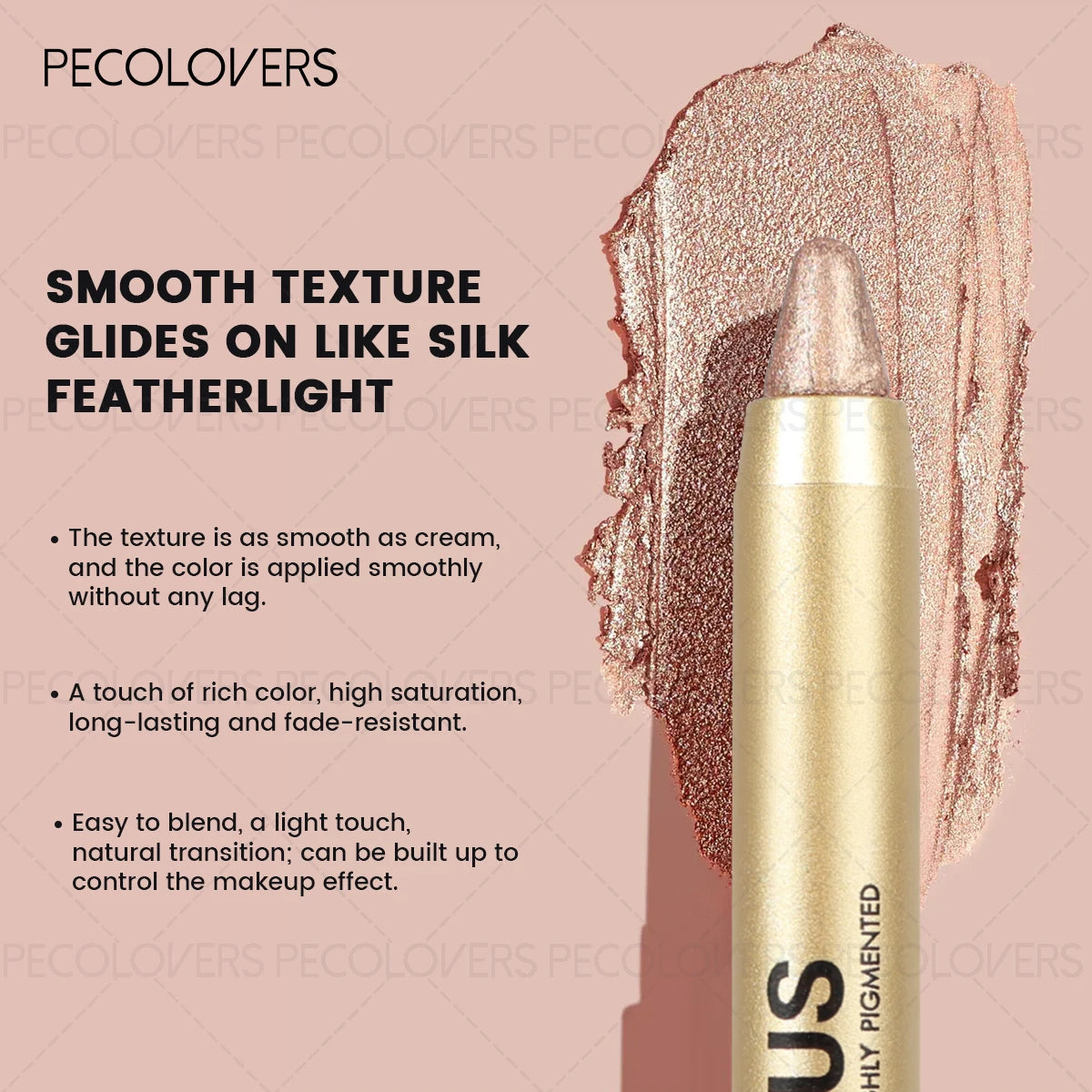 Dual-Ended Eyeshadow Stick with Sponge Brush, Glitter & Matte Finishes