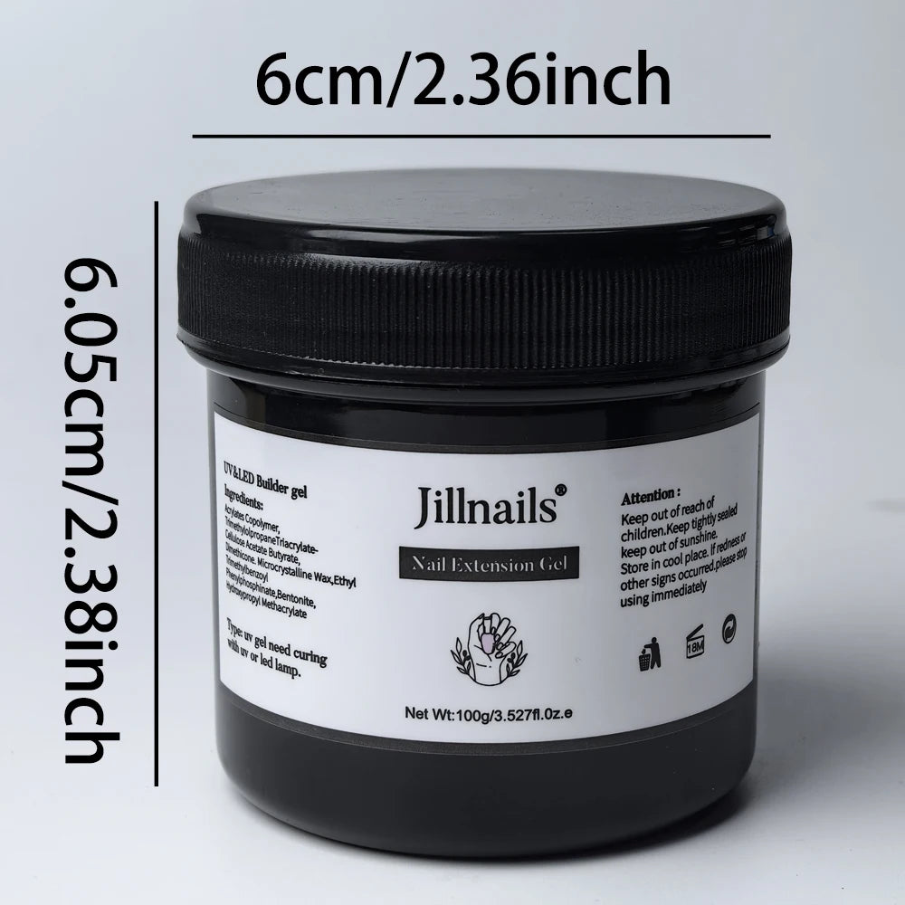 Jillnails Shimmer Nude Gel Nail Builder 100g Glitter Sparkling White Gold Silver Pink Builder