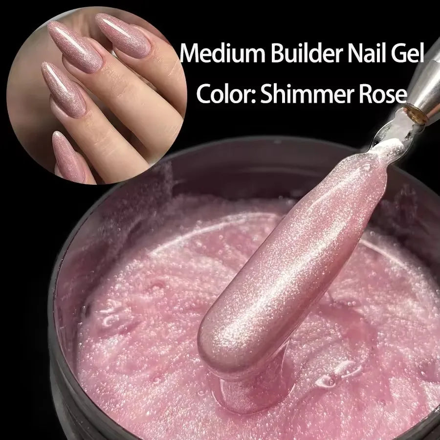 Jillnails Shimmer Nude Gel Nail Builder 100g Glitter Sparkling White Gold Silver Pink Builder