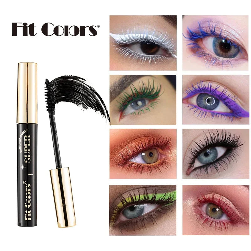 Color Mascara 14 Thick Curl Waterproof Non-smudding Natural Long Lasting Blue White Green Pink Black  Eye Makeup