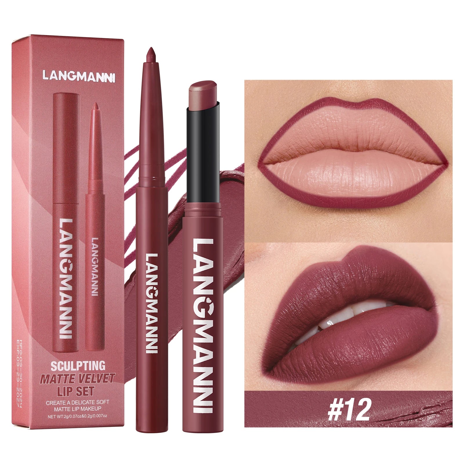 Integrated Waterproof Lipliner and Lipstick Set