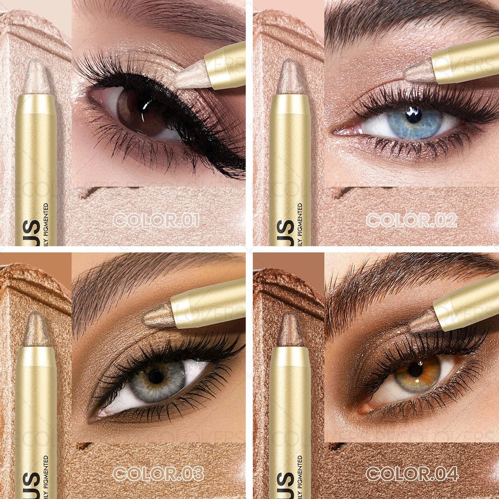Dual-Ended Eyeshadow Stick with Sponge Brush, Glitter & Matte Finishes