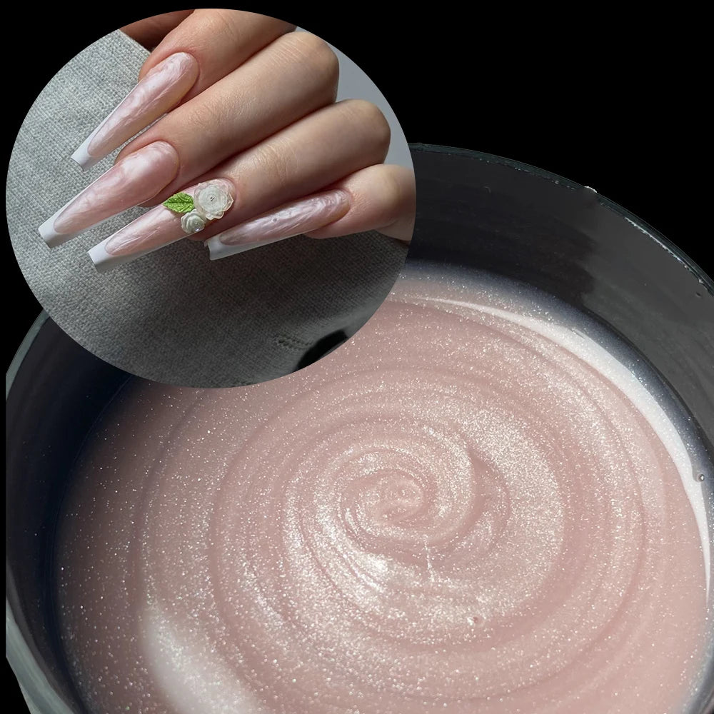 Jillnails Shimmer Nude Gel Nail Builder 100g Glitter Sparkling White Gold Silver Pink Builder