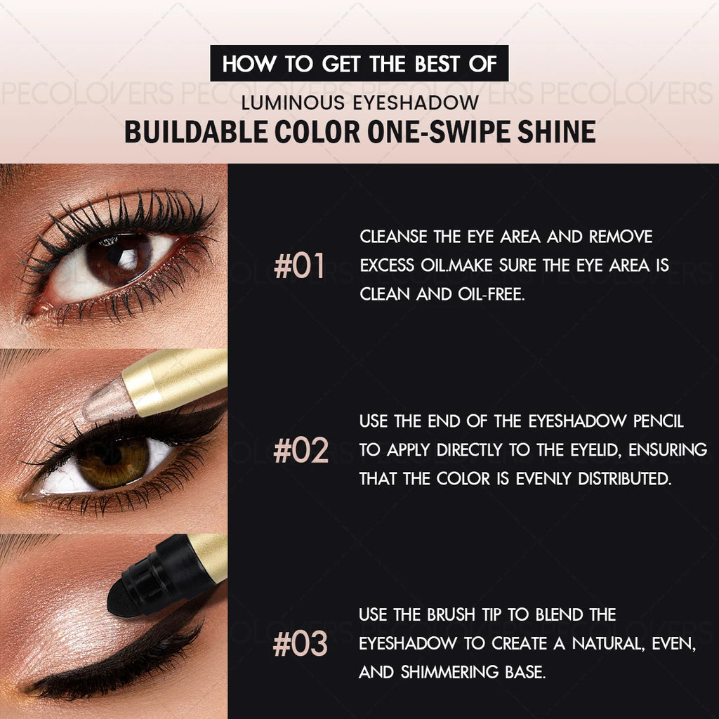 Dual-Ended Eyeshadow Stick with Sponge Brush, Glitter & Matte Finishes