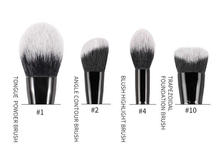 Kat Von D Makeup Brush Set & Kit. Four black and white makeup brushes with labels
