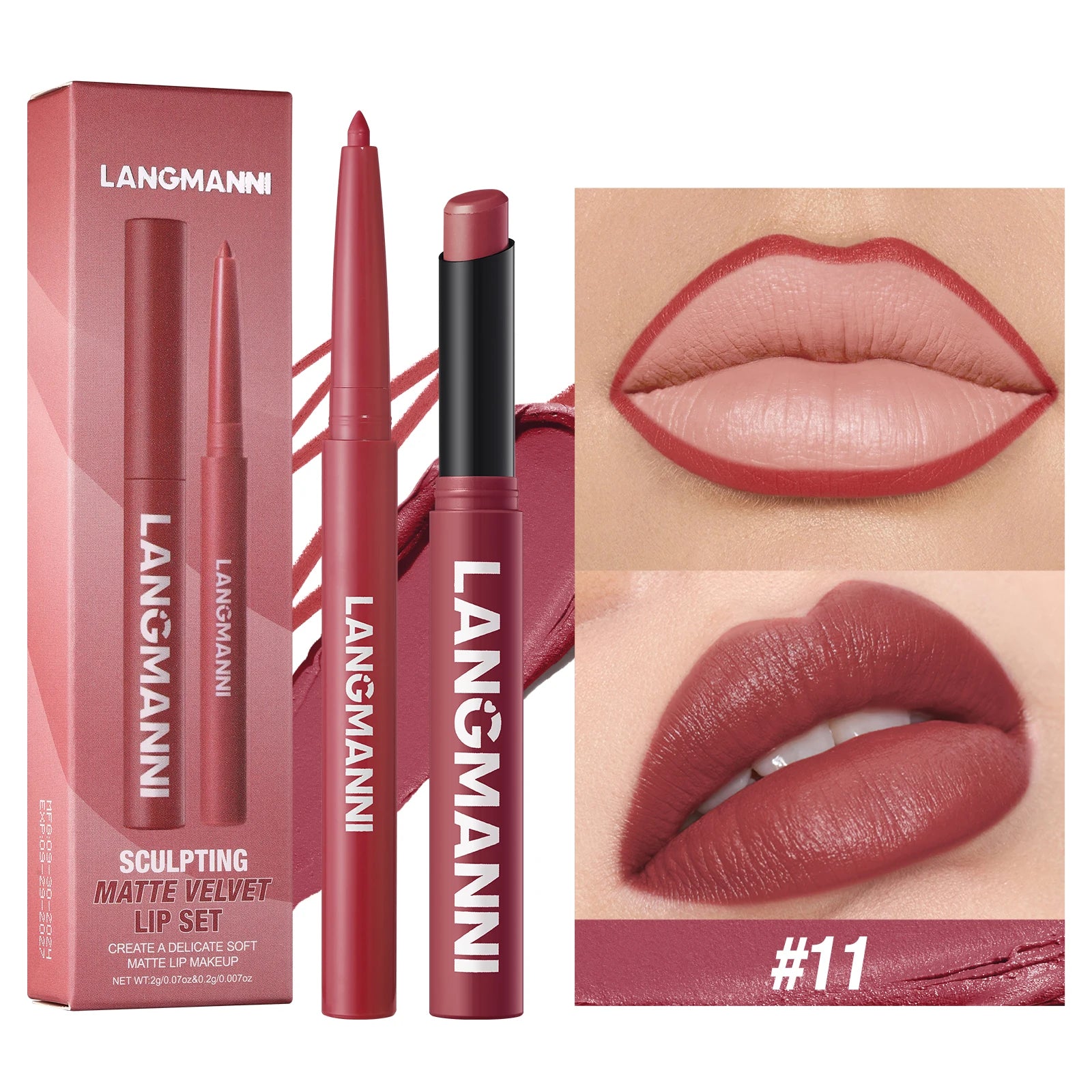 Integrated Waterproof Lipliner and Lipstick Set