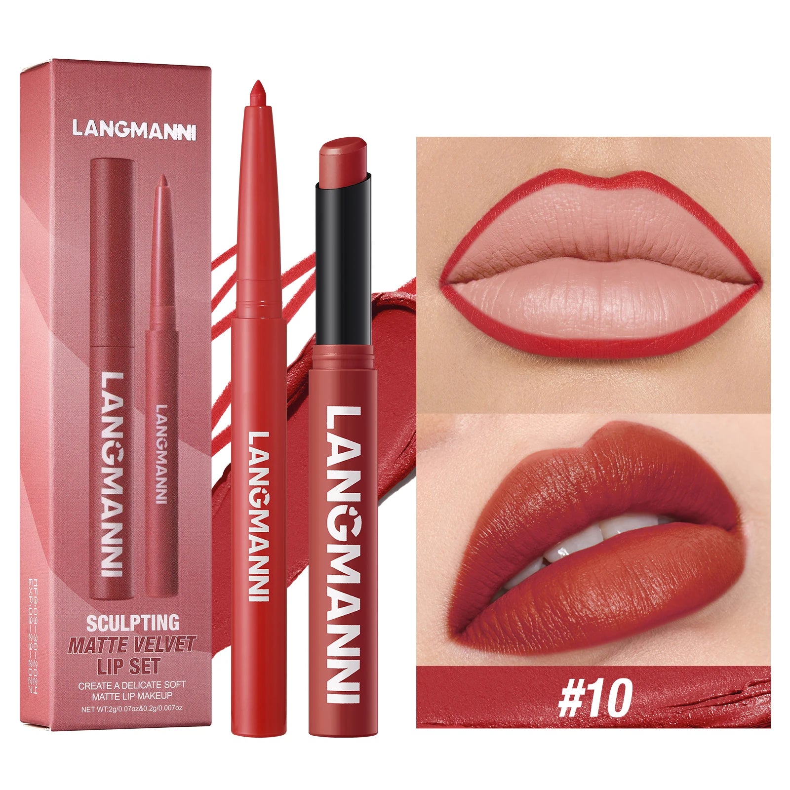 Integrated Waterproof Lipliner and Lipstick Set