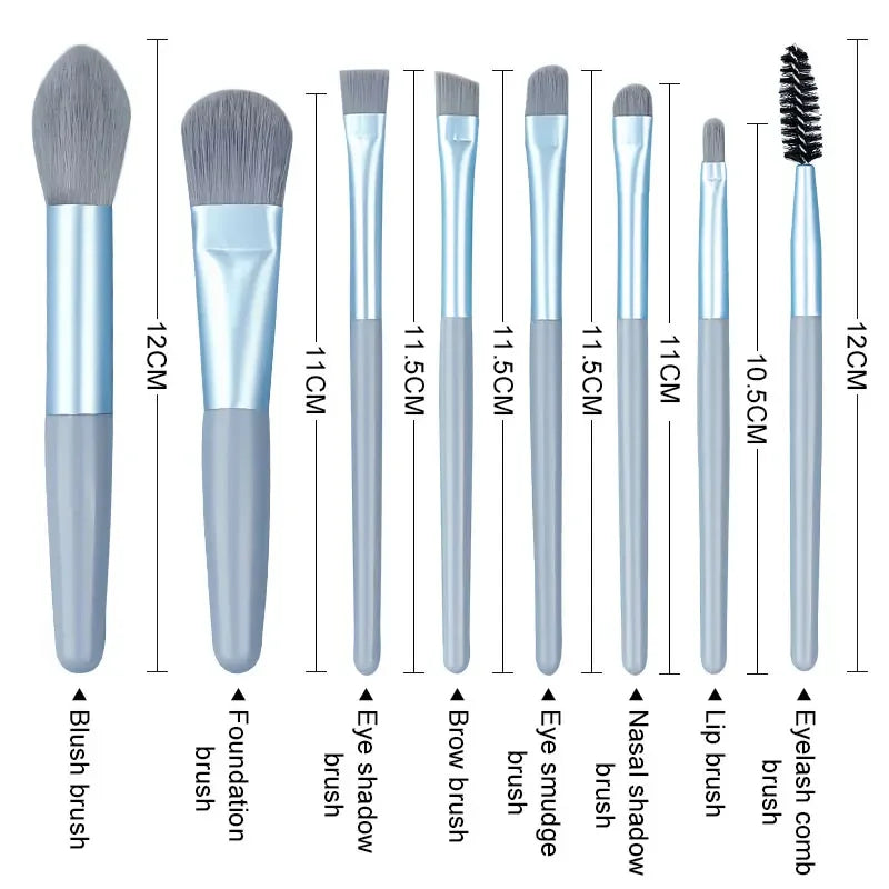Makeup Brushes 8Pcs Set Travel Makeup Brush Kit with Bag Mini EyeShadow Foundation Loose Powder
