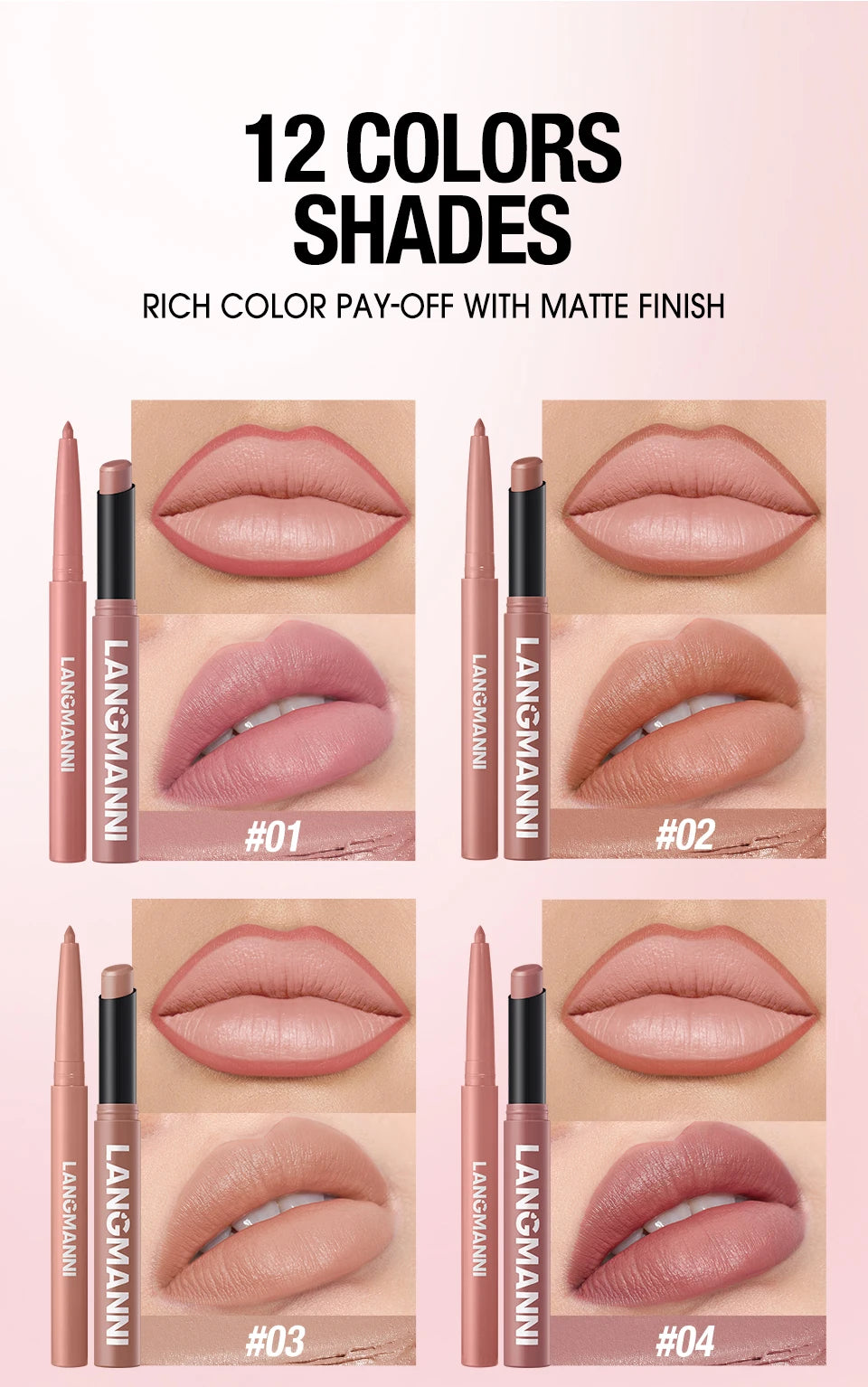 Integrated Waterproof Lipliner and Lipstick Set