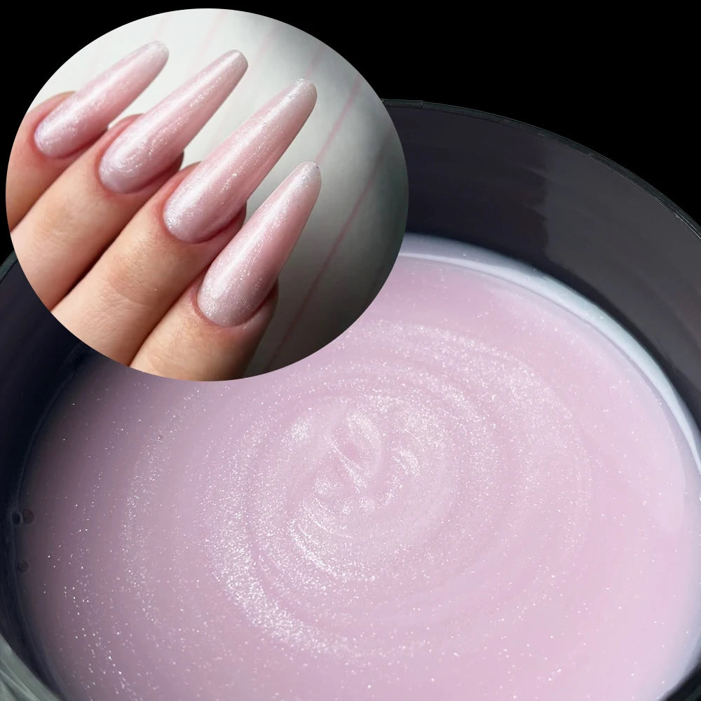 Jillnails Shimmer Nude Gel Nail Builder 100g Glitter Sparkling White Gold Silver Pink Builder