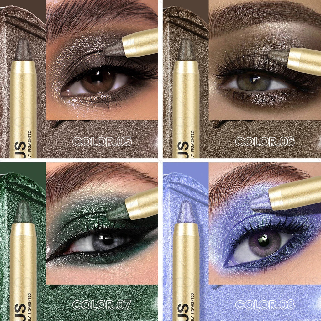 Dual-Ended Eyeshadow Stick with Sponge Brush, Glitter & Matte Finishes