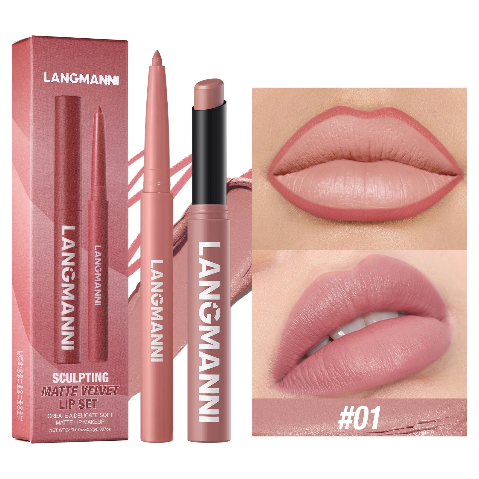 Integrated Waterproof Lipliner and Lipstick Set