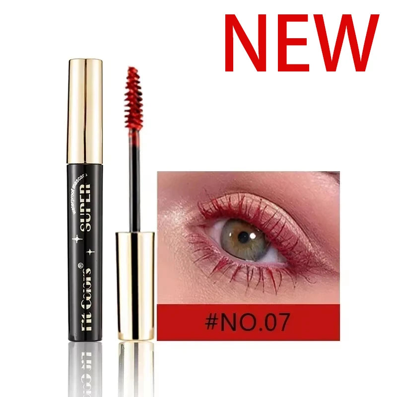 Color Mascara 14 Thick Curl Waterproof Non-smudding Natural Long Lasting Blue White Green Pink Black  Eye Makeup