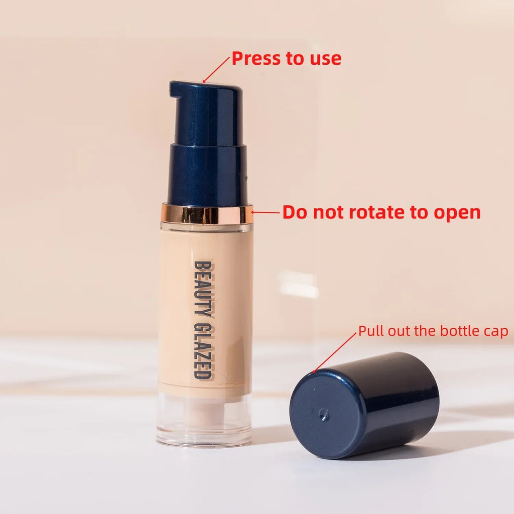 Beauty Glazed 3-Piece Makeup Set – Matte Liquid Foundation, Primer & Puff