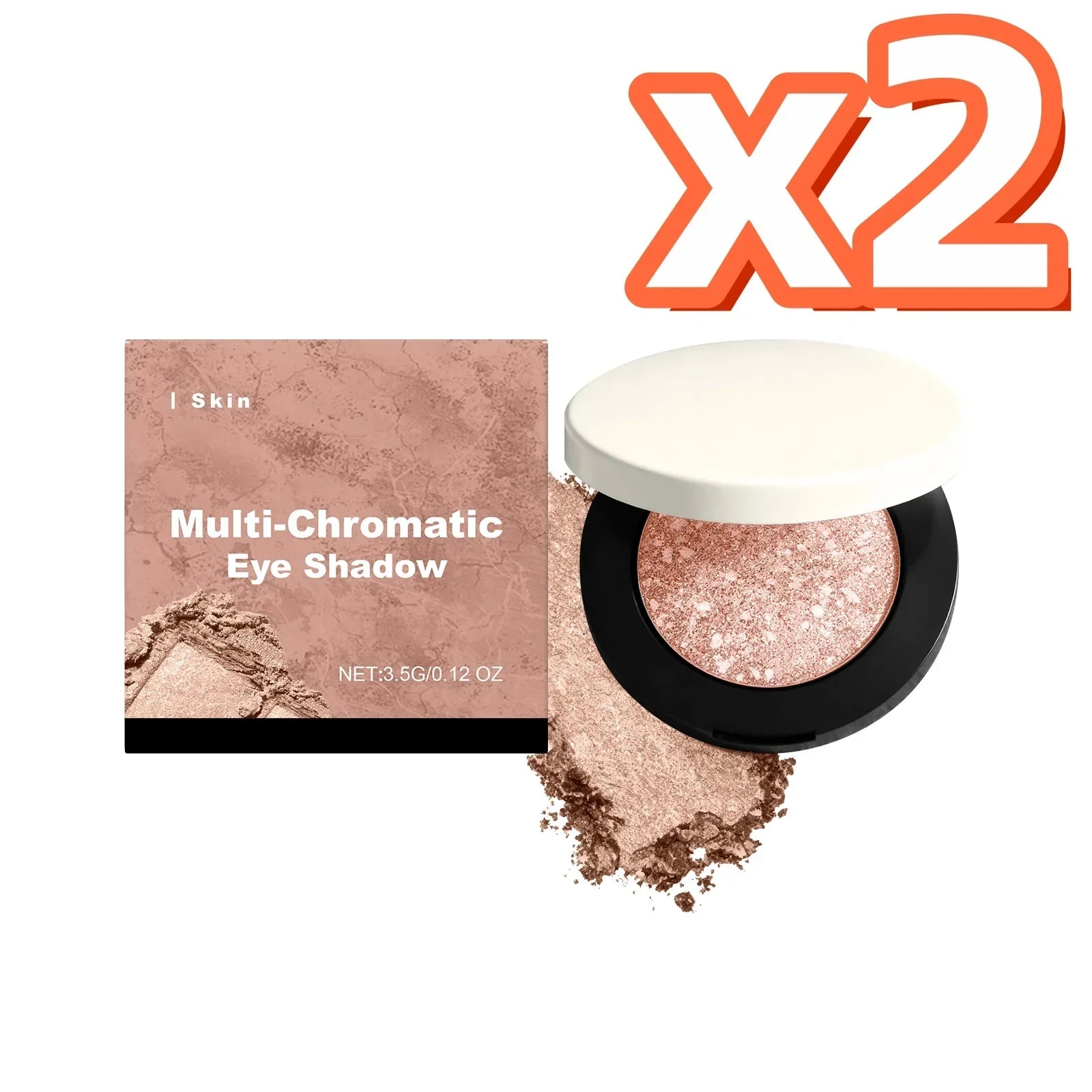 Shining Eye Shadow Palette featuring matte and shimmer shades in a compact with a cream lid and loose powder.