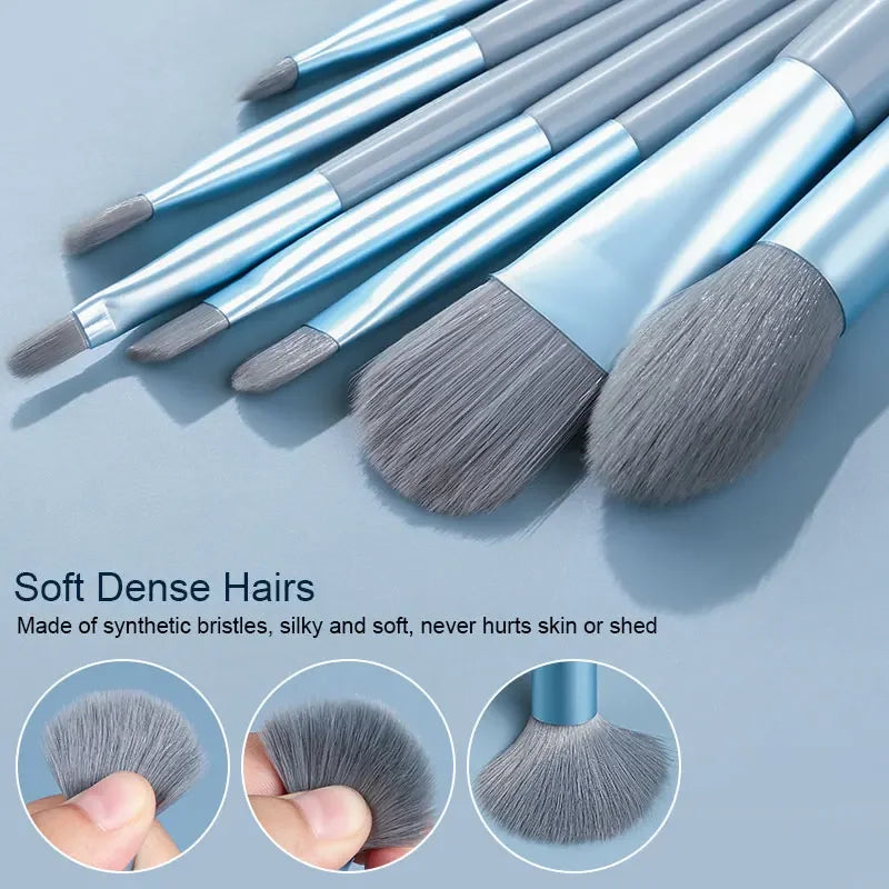 Makeup Brushes 8Pcs Set Travel Makeup Brush Kit with Bag Mini EyeShadow Foundation Loose Powder
