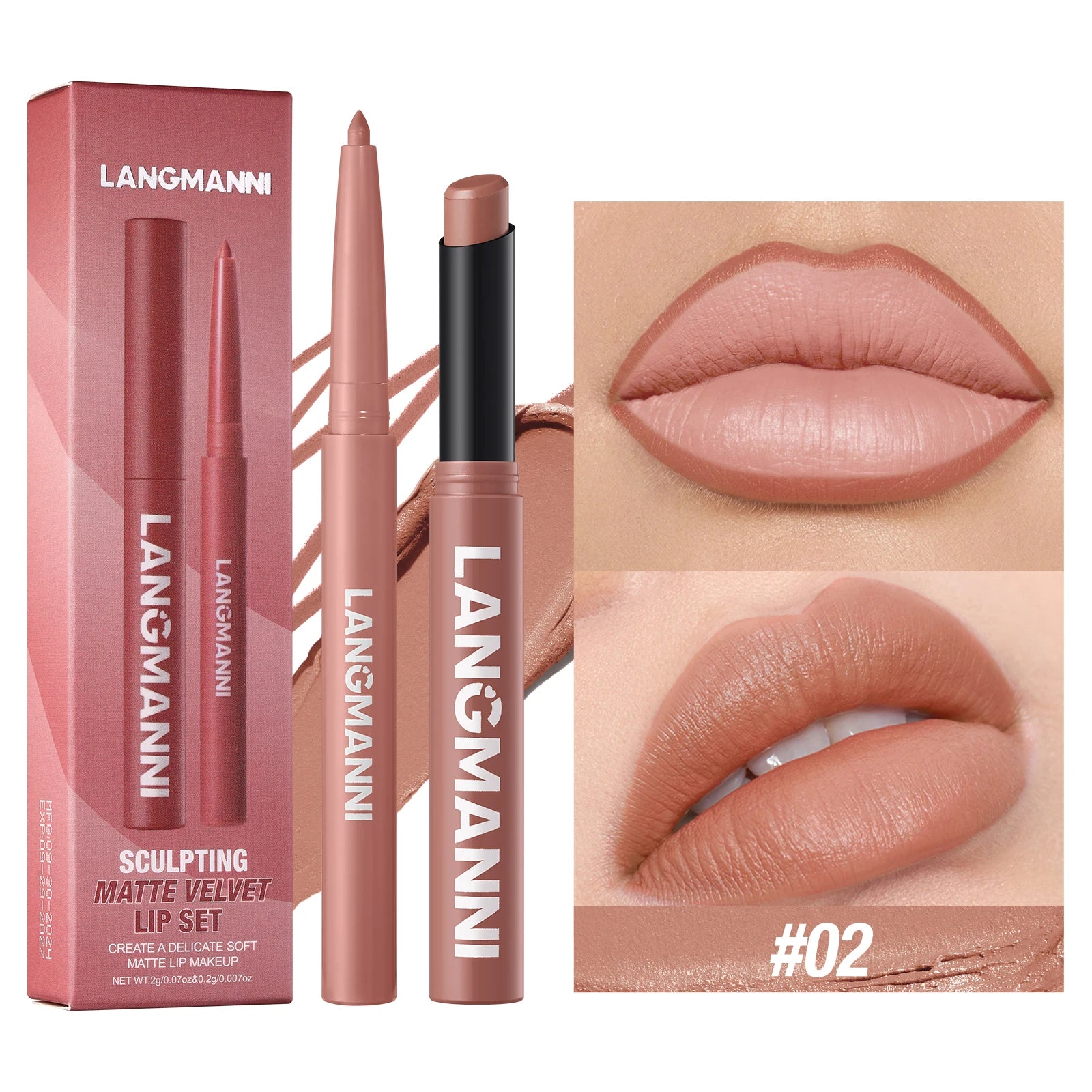 Integrated Waterproof Lipliner and Lipstick Set