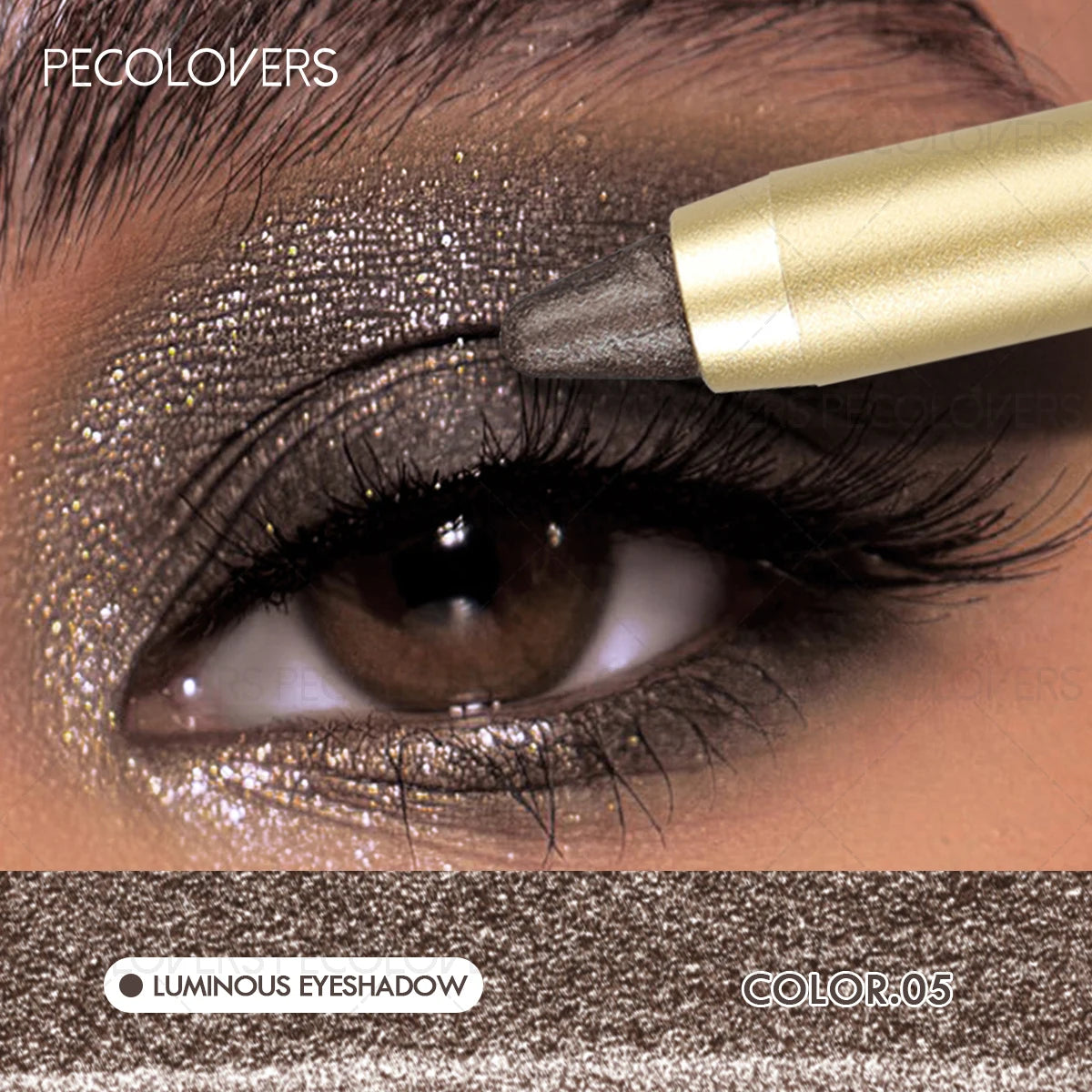 Dual-Ended Eyeshadow Stick with Sponge Brush, Glitter & Matte Finishes
