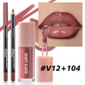 2pcs/Set Velvet Texture Lip Makeup, Matte Effect, Red, Brown Colors