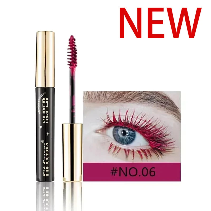 Color Mascara 14 Thick Curl Waterproof Non-smudding Natural Long Lasting Blue White Green Pink Black  Eye Makeup