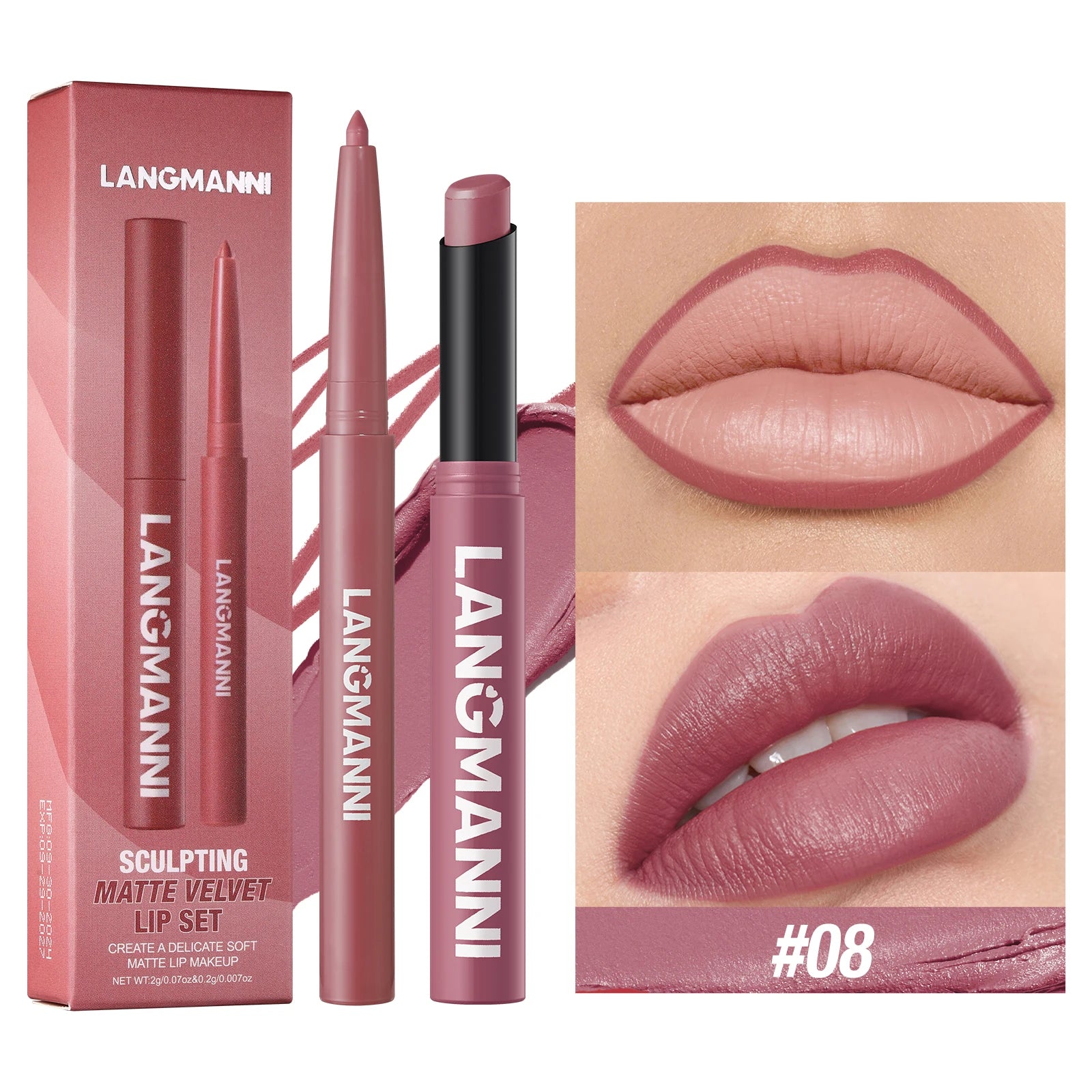Integrated Waterproof Lipliner and Lipstick Set