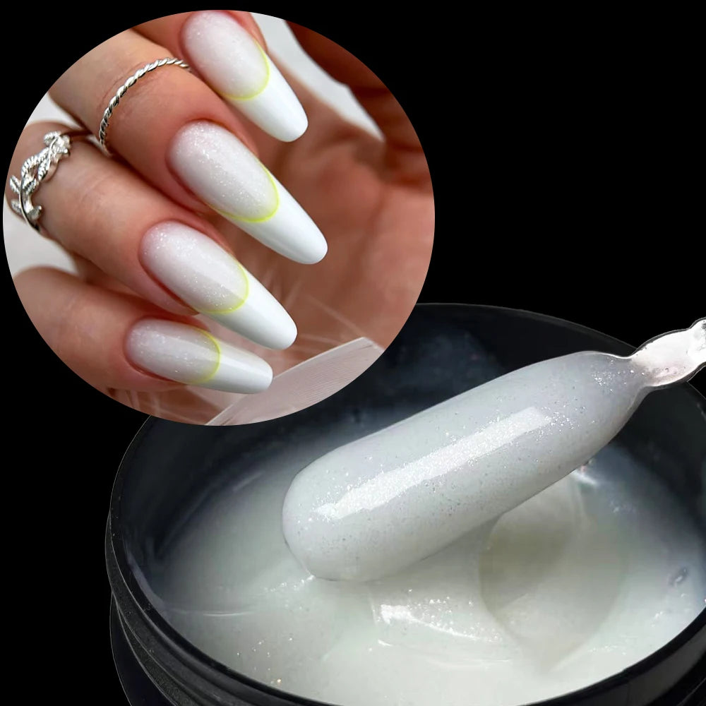 Jillnails Shimmer Nude Gel Nail Builder 100g Glitter Sparkling White Gold Silver Pink Builder