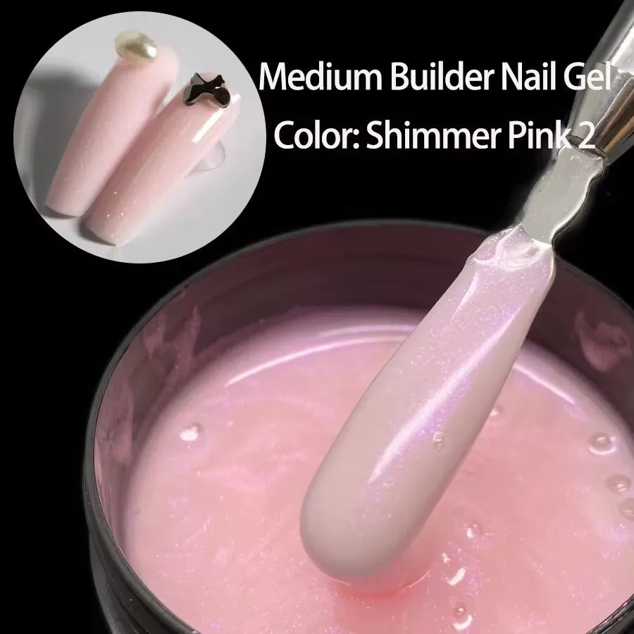 Jillnails Shimmer Nude Gel Nail Builder 100g Glitter Sparkling White Gold Silver Pink Builder