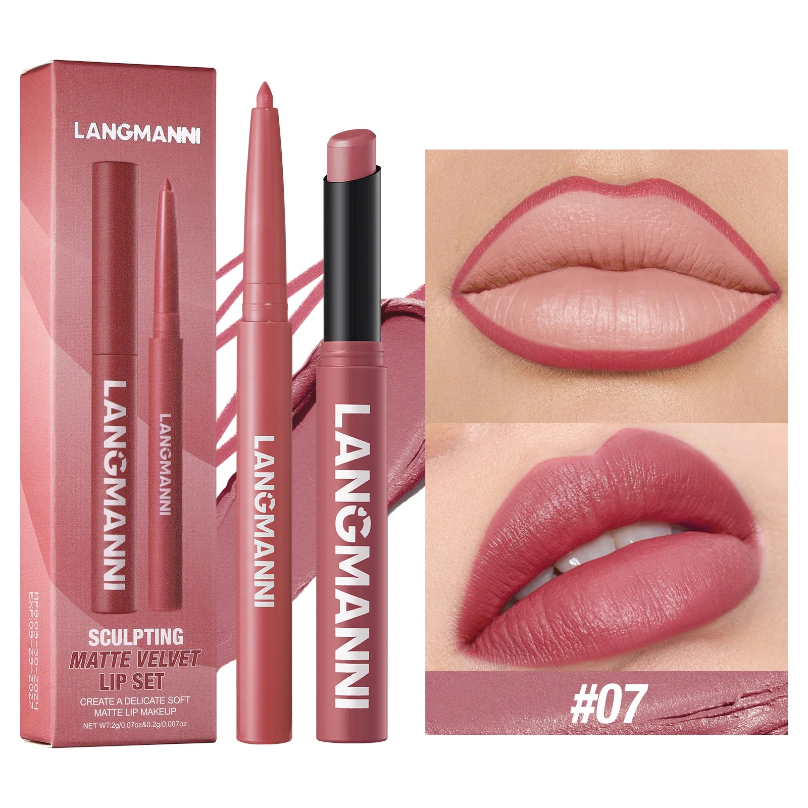Integrated Waterproof Lipliner and Lipstick Set